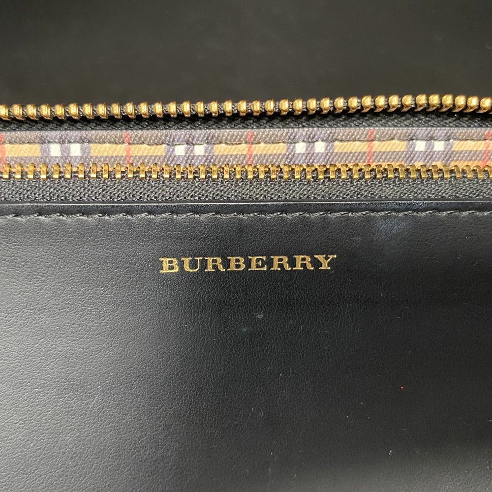 Burberry Zip Around Mini Vintage Check Wallet Antique Yellow Leather - Picture 6 of 12